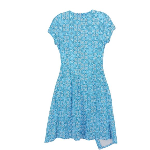 NWT J MCLAUGHLIN Havana Dress Faux Wrap Tie Aqua Blue White Neo Tapestry SMALL - Picture 3 of 7